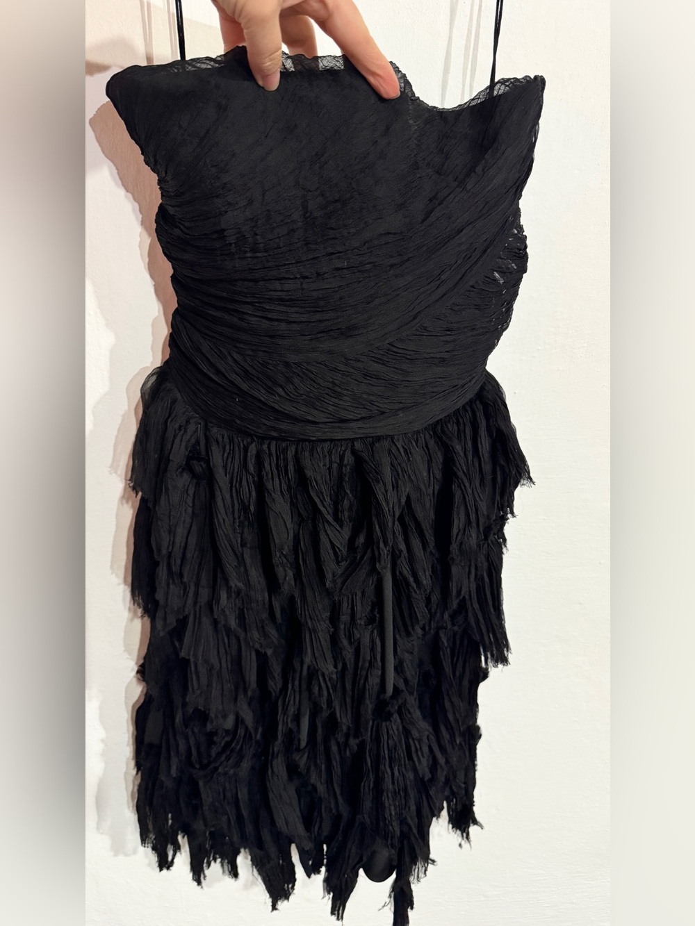 Elizabeth + James Womens Dress Size 2 Black Solid Sheath Strapless Short Silk - Picture 3 of 6